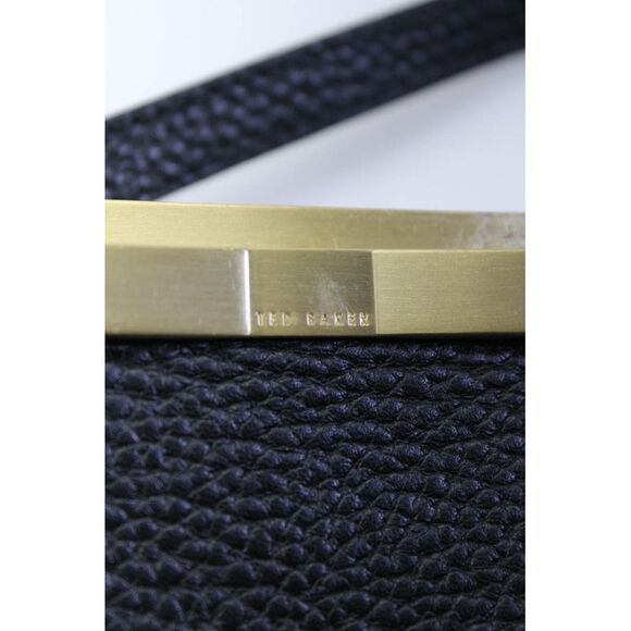 Ted Baker Womens Bovine Leather Zipped Metal Accent Shoulder Tote Handbag Black - Picture 6 of 10